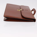 LOEWE Business Bag Leather Brown Gold Auth bs36070-3