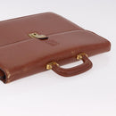 LOEWE Business Bag Leather Brown Gold Auth bs36070-6