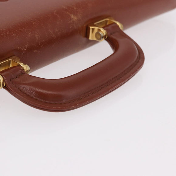 LOEWE Business Bag Leather Brown Gold Auth bs36070