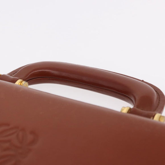 LOEWE Business Bag Leather Brown Gold Auth bs36070