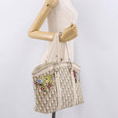 Christian Dior Trotter Canvas Hand Bag Beige Silver Auth bs36071-24