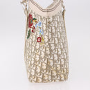 Christian Dior Trotter Canvas Hand Bag Beige Silver Auth bs36071-4