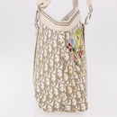 Christian Dior Trotter Canvas Hand Bag Beige Silver Auth bs36071-5