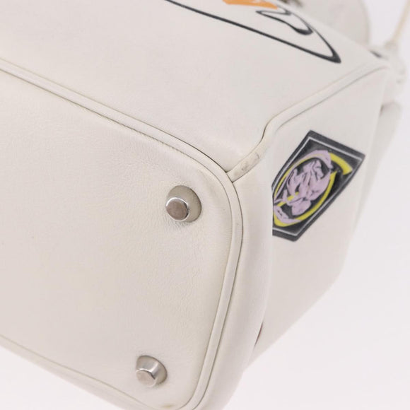 Christian Dior Hand Bag Leather 2way White Silver Auth bs36072V