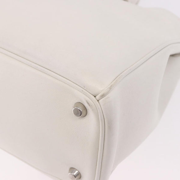 Christian Dior Hand Bag Leather 2way White Silver Auth bs36072V
