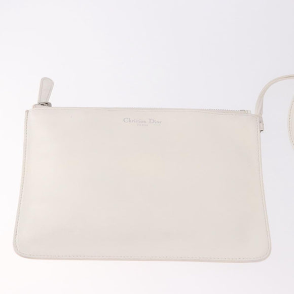 Christian Dior Hand Bag Leather 2way White Silver Auth bs36072V