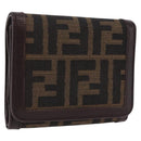 FENDI Zucca Canvas Wallet Black Brown Auth bs36073-1