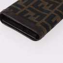 FENDI Zucca Canvas Wallet Black Brown Auth bs36073-10