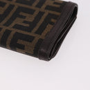 FENDI Zucca Canvas Wallet Black Brown Auth bs36073-11