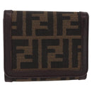 FENDI Zucca Canvas Wallet Black Brown Auth bs36073-2