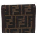 FENDI Zucca Canvas Wallet Black Brown Auth bs36073-3