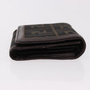 FENDI Zucca Canvas Wallet Black Brown Auth bs36073-4