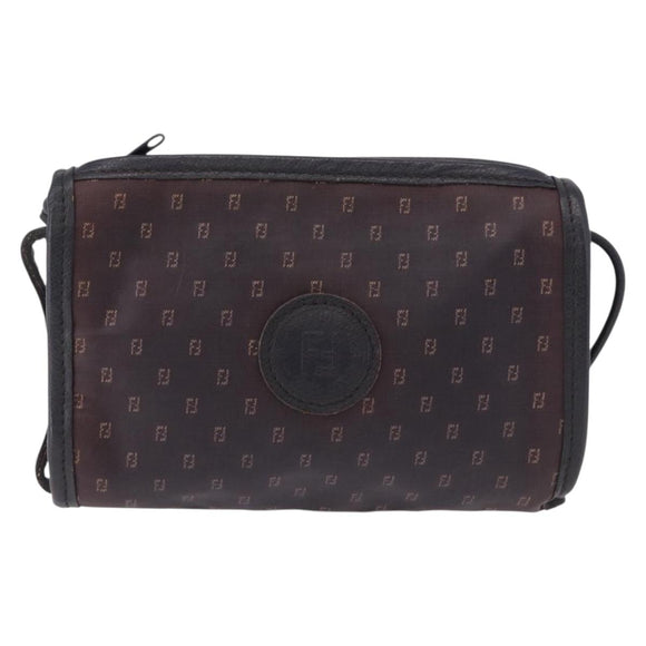 FENDI Shoulder Bag PVC Canvas Black Auth bs36074