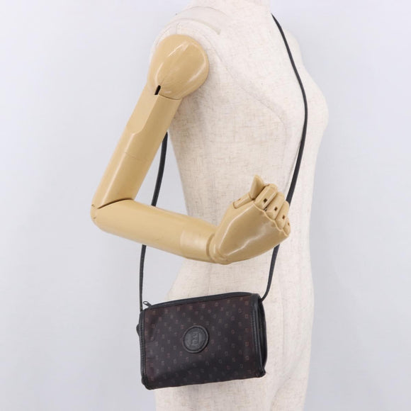 FENDI Shoulder Bag PVC Canvas Black Auth bs36074