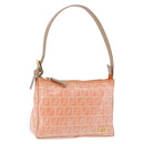 FENDI Zucchino Canvas Hand Pouch Coated Canvas Pink Gold Auth bs36075-1