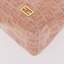 FENDI Zucchino Canvas Hand Pouch Coated Canvas Pink Gold Auth bs36075-16