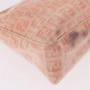 FENDI Zucchino Canvas Hand Pouch Coated Canvas Pink Gold Auth bs36075-9