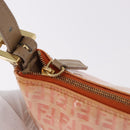 FENDI Zucchino Canvas Hand Pouch Coated Canvas Pink Gold Auth bs36075-10