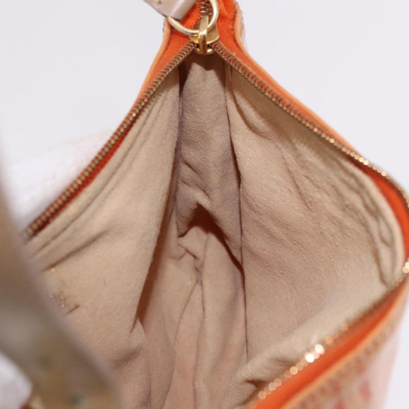 FENDI Zucchino Canvas Hand Pouch Coated Canvas Pink Gold Auth bs36075
