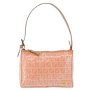 FENDI Zucchino Canvas Hand Pouch Coated Canvas Pink Gold Auth bs36075-13
