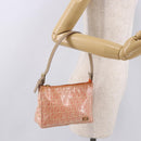FENDI Zucchino Canvas Hand Pouch Coated Canvas Pink Gold Auth bs36075-20