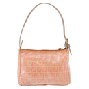 FENDI Zucchino Canvas Hand Pouch Coated Canvas Pink Gold Auth bs36075-2