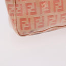 FENDI Zucchino Canvas Hand Pouch Coated Canvas Pink Gold Auth bs36075-3