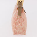 FENDI Zucchino Canvas Hand Pouch Coated Canvas Pink Gold Auth bs36075-5