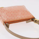 FENDI Zucchino Canvas Hand Pouch Coated Canvas Pink Gold Auth bs36075-7