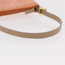 FENDI Zucchino Canvas Hand Pouch Coated Canvas Pink Gold Auth bs36075-8
