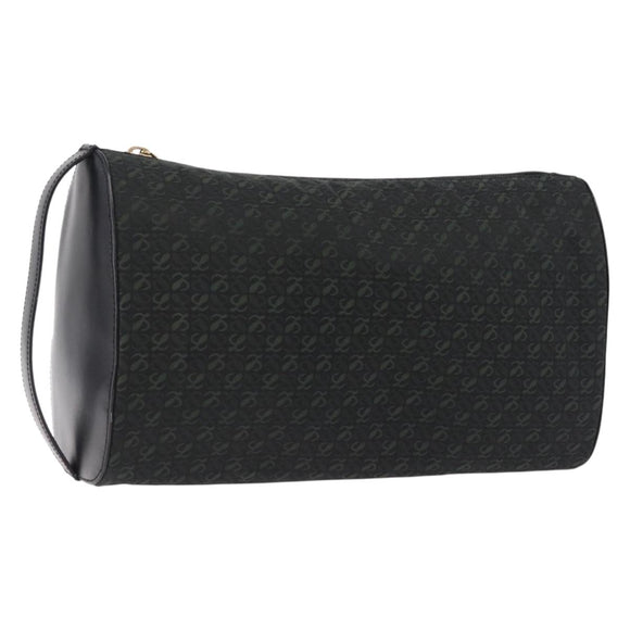 LOEWE Anagram Clutch Bag Canvas Black Gold Auth bs36077V