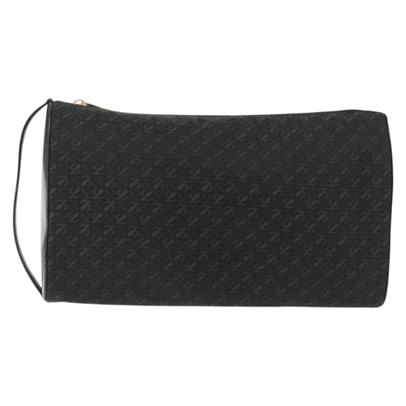 LOEWE Anagram Clutch Bag Canvas Black Gold Auth bs36077V