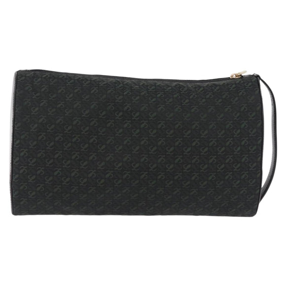 LOEWE Anagram Clutch Bag Canvas Black Gold Auth bs36077V
