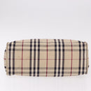 BURBERRY Nova Check Hand Bag Canvas Beige Silver Auth bs36078-6
