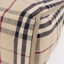 BURBERRY Nova Check Hand Bag Canvas Beige Silver Auth bs36078-16