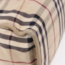 BURBERRY Nova Check Hand Bag Canvas Beige Silver Auth bs36078-17