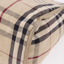 BURBERRY Nova Check Hand Bag Canvas Beige Silver Auth bs36078-18