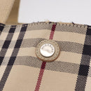 BURBERRY Nova Check Hand Bag Canvas Beige Silver Auth bs36078-9