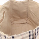 BURBERRY Nova Check Hand Bag Canvas Beige Silver Auth bs36078-20