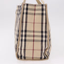 BURBERRY Nova Check Hand Bag Canvas Beige Silver Auth bs36078-4