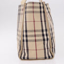 BURBERRY Nova Check Hand Bag Canvas Beige Silver Auth bs36078-5