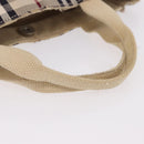 BURBERRY Nova Check Hand Bag Canvas Beige Silver Auth bs36078-8