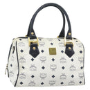 MCM Vicetos Logogram Hand Bag PVC Leather White Gold Auth bs36079-1