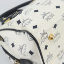 MCM Vicetos Logogram Hand Bag PVC Leather White Gold Auth bs36079-11