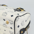 MCM Vicetos Logogram Hand Bag PVC Leather White Gold Auth bs36079-12
