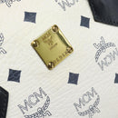 MCM Vicetos Logogram Hand Bag PVC Leather White Gold Auth bs36079-14