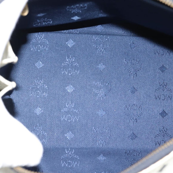 MCM Vicetos Logogram Hand Bag PVC Leather White Gold Auth bs36079