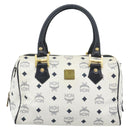 MCM Vicetos Logogram Hand Bag PVC Leather White Gold Auth bs36079-2