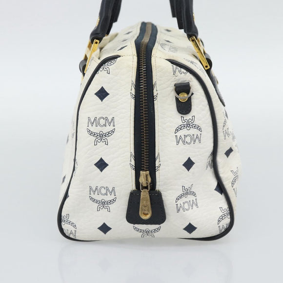 MCM Vicetos Logogram Hand Bag PVC Leather White Gold Auth bs36079