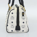 MCM Vicetos Logogram Hand Bag PVC Leather White Gold Auth bs36079-5